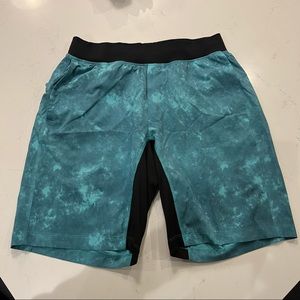 Men's Teal Performance Athletic Shorts with Black Waistband